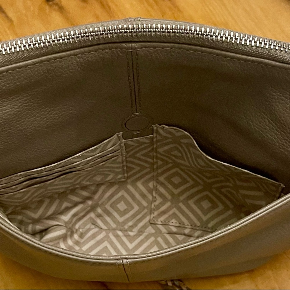 Brighton Taupe Leather Crossbody Bag with Braided Strap & Heart - Picture 9 of 16